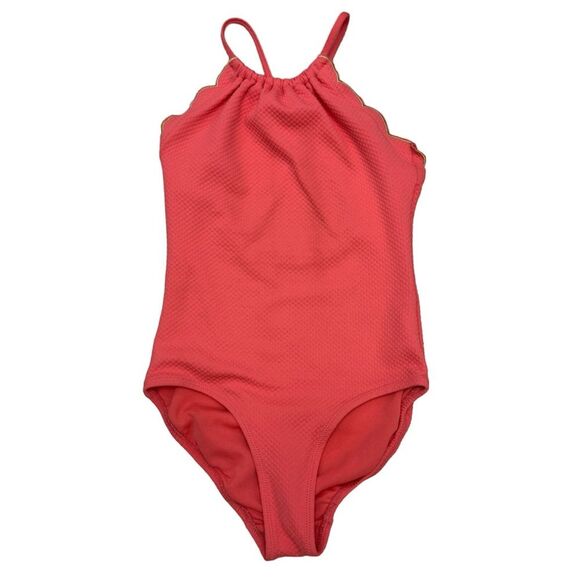 Old Navy One Piece High Neck Scallop-Trim Swimsuit Size Med - Picture 1 of 8